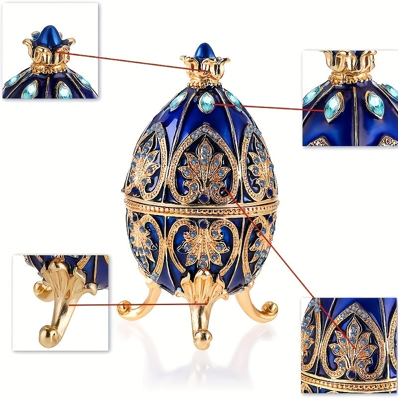 Elegant Hand-Painted Faberge Egg Trinket Box