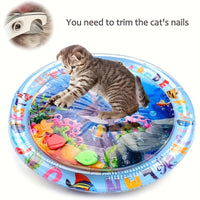 Interactive Splash-Proof Cat Play Mat with Floating Fish Design