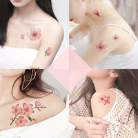 Pink Cherry Blossom Tattoos - Waterproof, Realistic Floral Stickers - 30pcs