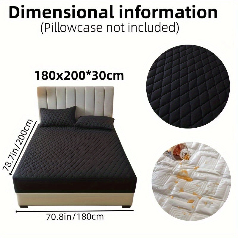 1pc Layered Solid Color Waterproof Mattress Protector (Without Pillowcase And Pillow Insert) Soft And Comfortable Mattress Cover Bedroom Guest Room Bedding Waterproof Mattress Protector Room Bedspread Non-slip All-inclusive P