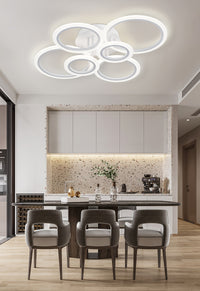 LED Ceiling Light Fixture, 6 Rings Flush Mount Ceiling Light Dimmable 78.74cm 75W Remote Control Dimmable 3000K-6500K, for Living Room, Kitchen, Bedroom, Office, IH-YH4