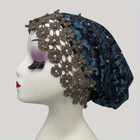 Elegant Jacquard Polyester Headscarf with Pearl Embellishments