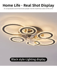 Modern Adjustable Ceiling Fan Light with Remote Control - 6 Brightness Levels, ABS/Acrylic/Metal Design, Mold-Resistant, Ideal for Living Room, Office, Bedroom, Kitchen, Fan for Bedroom, Perfect for Christmas Gifts, Holiday O
