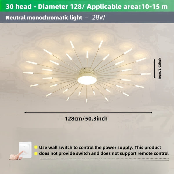 Modern LED Vortex Fireworks Ceiling Light – Sleek Acrylic Design with Illuminated Base, Neutral Lighting for Bedroom, Living Room, or Dining Room, Lights for Living Room