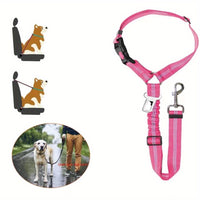 Adjustable 2-in-1 Pet Car Seat Belt & Harness - Durable Polyester, Hand-Washable