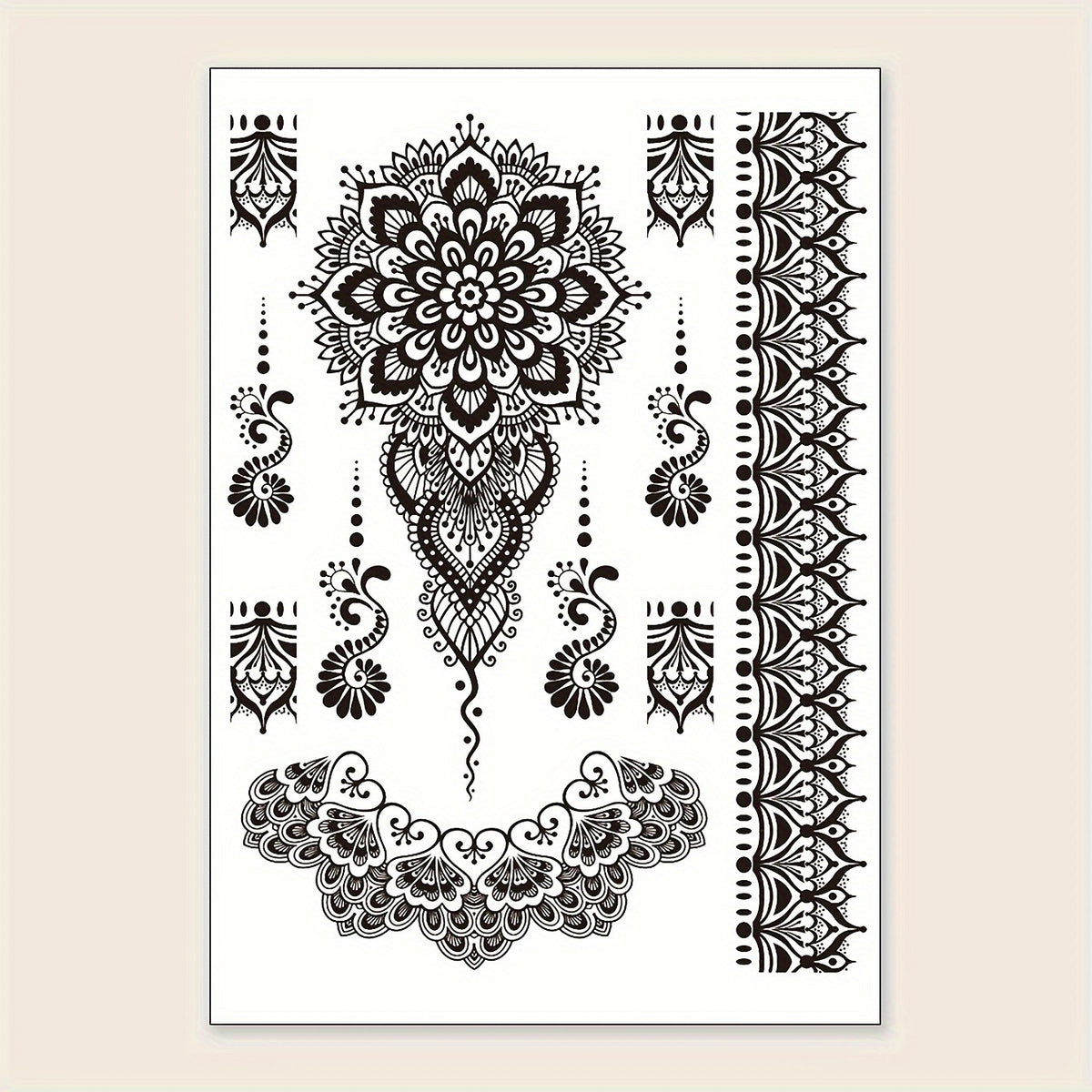 STARTTOOS Black Lace Floral Temporary Tattoo Stickers - Waterproof, Realistic Finger & Wrist Designs for a Chic Look