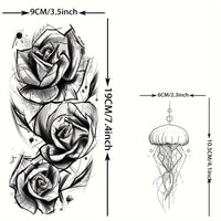 Realistic Sketches of Peony Roses - 36 Temporary Tattoos