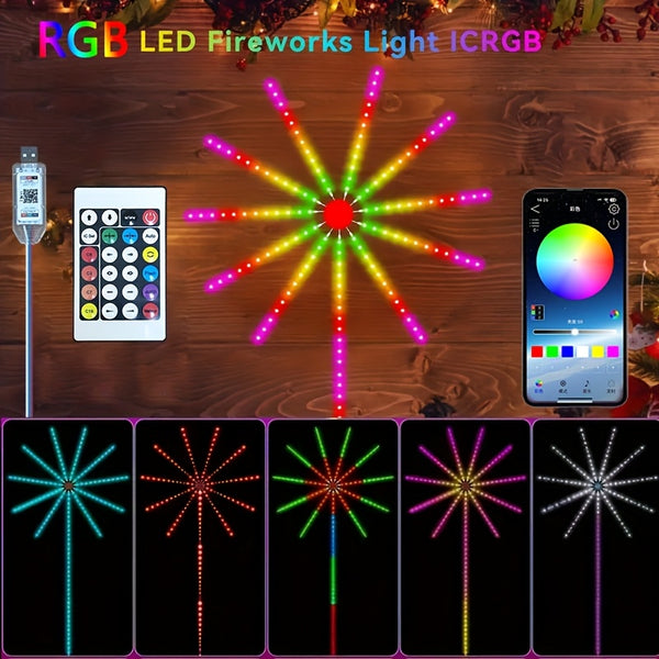 RGBIC LED Fireworks Light with Remote & App Control