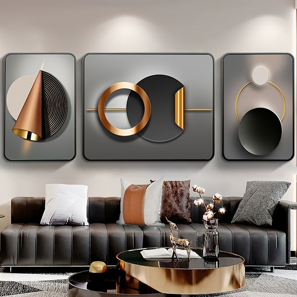 Modern Abstract Triptych Wall Art - Black or White Frames - 3pcs Set