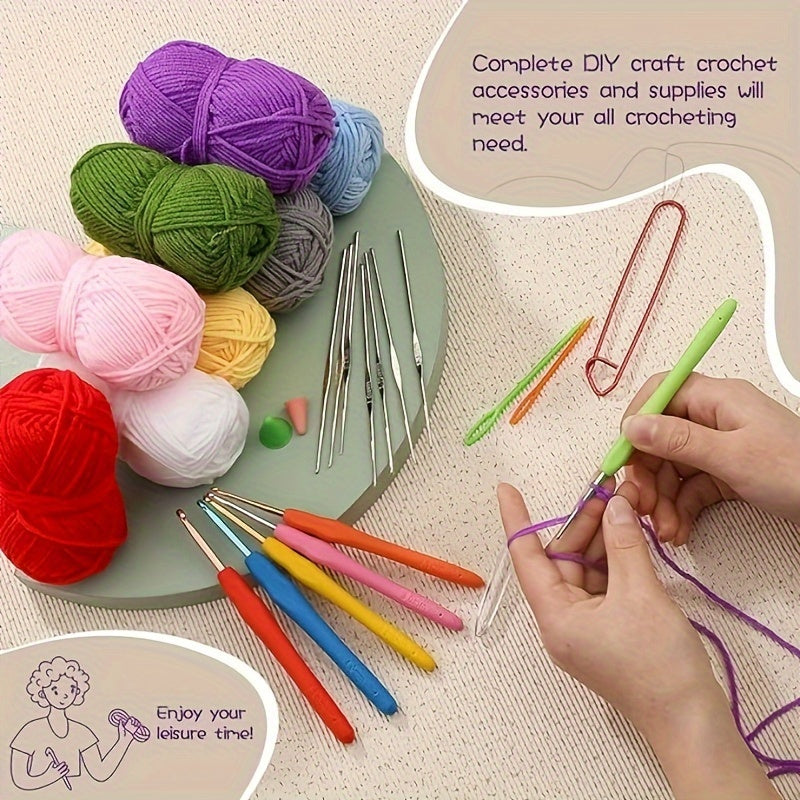 103/130pcs Knitting Crochet Hook Set Home Use Sewing Tool DIY Craft Crochet Knit Markers Needles Tools Weaving Accessories With Bag