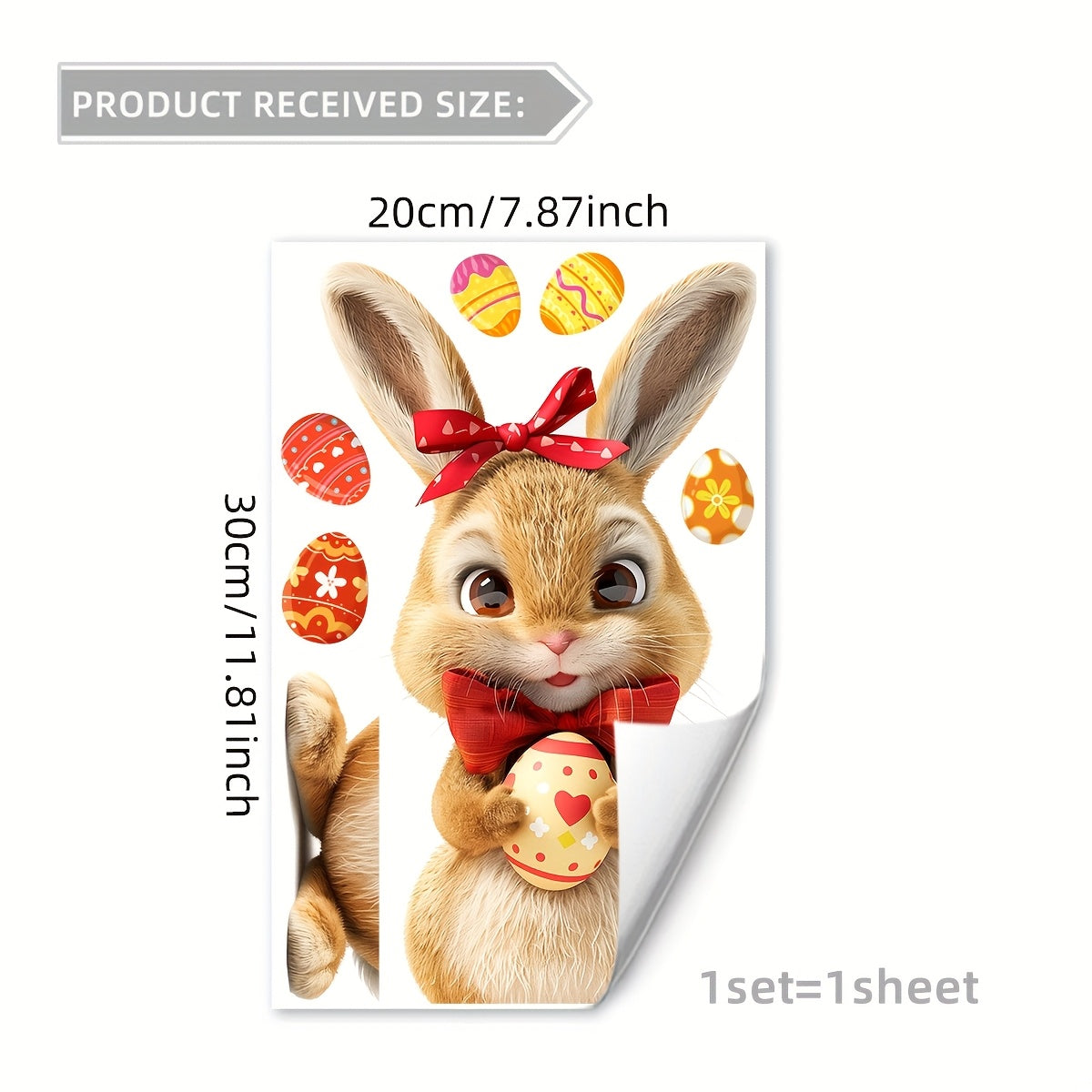 Easter Bunny & Egg Double-Sided Electrostatic Glass Window Cling