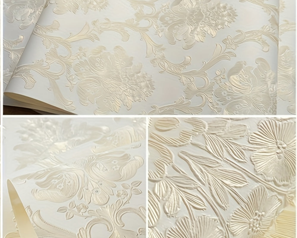 3D Embossed Self-Adhesive Wallpaper, Floral Pattern