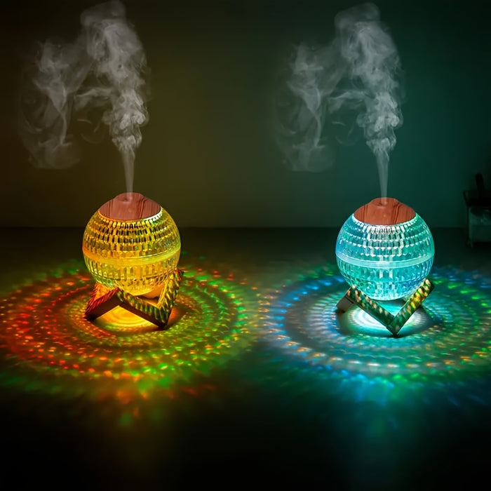 Luxury Crystal Colorful USB Humidifier with 350ml Capacity - Quiet, High-Capacity Nano Mist Air Purifier for Romantic Ambiance & Hydration, Battery Not Included, Air Humidifier