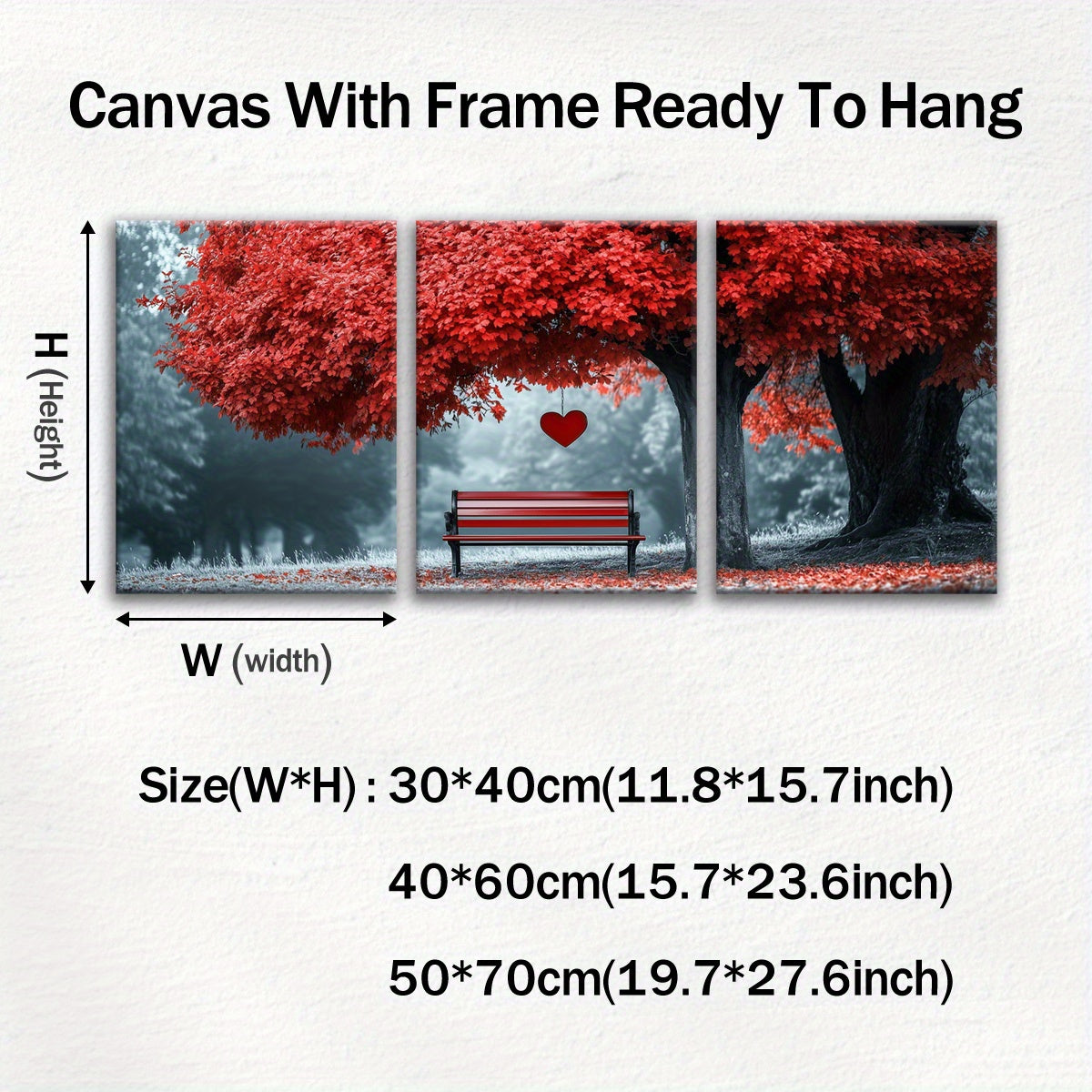 Wooden Framed Canvas, Abstract Red TREE Fashion Art Decorations - 3pcs