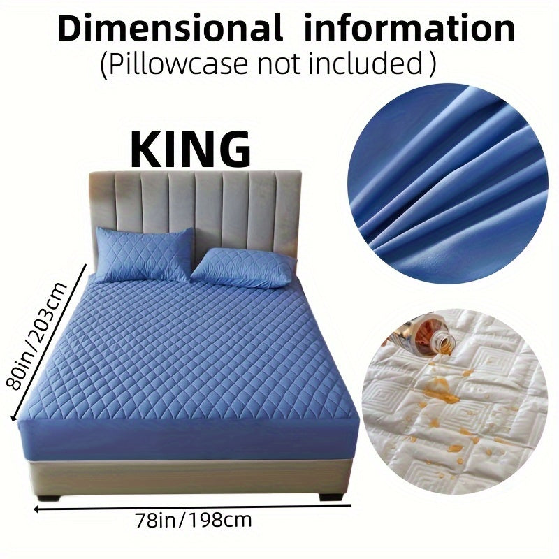 1pc Layered Solid Color Waterproof Mattress Protector (Without Pillowcase And Pillow Insert) Soft And Comfortable Mattress Cover Bedroom Guest Room Bedding Waterproof Mattress Protector Room Bedspread Non-slip All-inclusive P