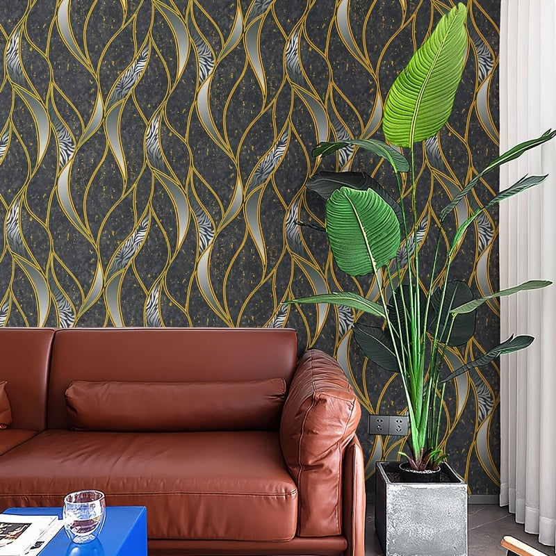 Modern 3D Wave Pattern Non-Adhesive Wallpaper