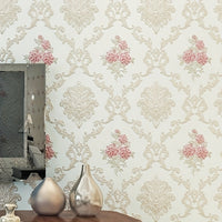 Glowhance Floral Wallpaper Roll, Pre-Pasted Non-Woven Luxurious Style Wall Covering