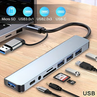USB Hub with Audio Jack, Multi-Port Adapter - 8-in-1