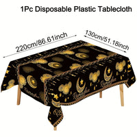 1pc Ramadan Themed Disposable Plastic Tablecloth -  130x220cm