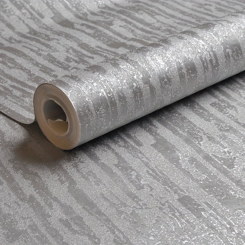 Industrial Silver Textured Vinyl Wallpaper - Washable Shimmer Shapes