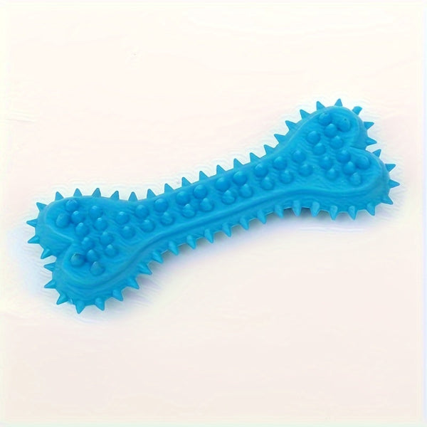 Polka Dot Bone-Shaped Dog Chew Toy - Durable Rubber Toothbrush Stick