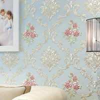 Glowhance Floral Wallpaper Roll, Pre-Pasted Non-Woven Luxurious Style Wall Covering