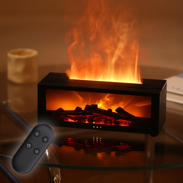 1pc USB Flame Effect Aromatherapy Diffuser, Vintage Style Electric Fireplace Humidifier, Ultrasonic Mist Technology, with Essential Oil Compatibility, Auto Shut-Off & Water Shortage Protection, for Bedroom, <10㎡ Area for Wi