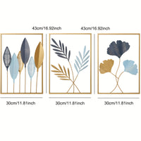 Colorful Leaf Metal Wall Art - Nordic Luxe Iron Plant Decor - 3pcs Set