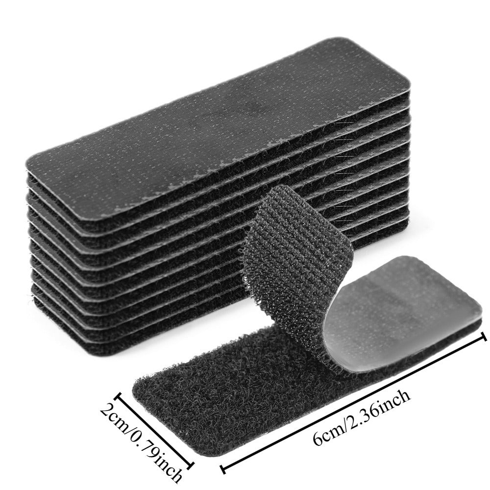 Heavy Duty Self-Adhesive Hook and Loop Strips, Black Carbon Fiber Texture - 20pcs