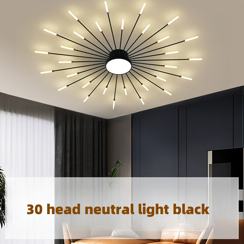 Modern LED Vortex Fireworks Ceiling Light – Sleek Acrylic Design with Illuminated Base, Neutral Lighting for Bedroom, Living Room, or Dining Room, Lights for Living Room
