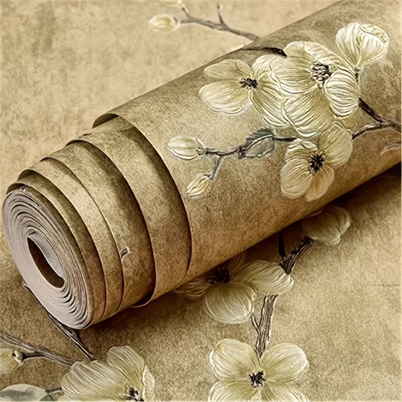 Rustic Style Plum Blossom Pattern Non-woven Wallpaper