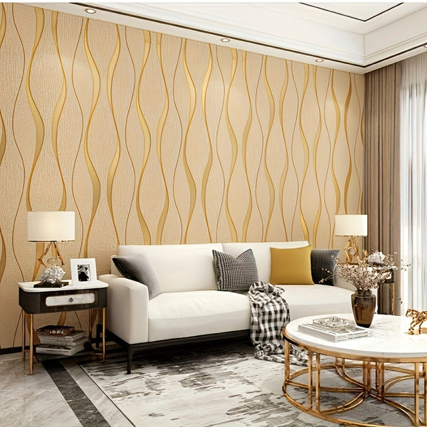 Modern 3D Wave Pattern Self-Adhesive Wallpaper Roll