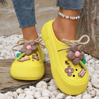 Women's Flower Decor Clogs, Casual Hollow Out Design Garden Shoes, Comfortable Slip On Beach Shoes