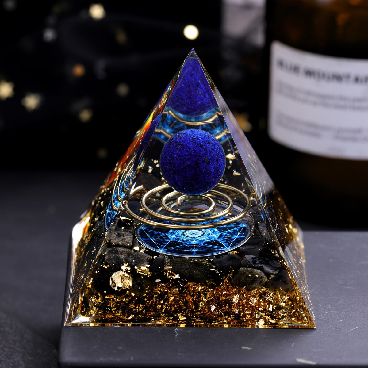 Lapis Lazuli Orgone Crystal Pyramid, Unique Gift Idea