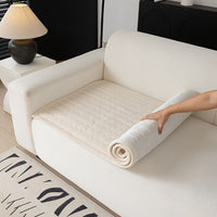 1pc Contemporary Thick Suede Sofa Pad, Machine Washable, Pet Friendly, Polyester 100%, Short Plush, Quilted Design, No Printing, Compatible with Armchair, Loveseat, 3-Seater, 4-Seater, Sectional Sofas, 250-300 g/㎡ - Ideal f
