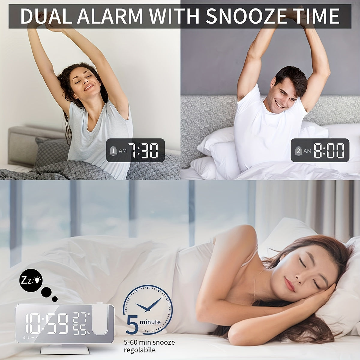 Smart Digital Alarm Clock with FM Radio, LED Display