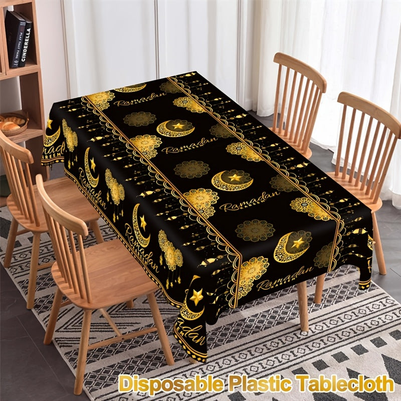 1pc Ramadan Themed Disposable Plastic Tablecloth -  130x220cm