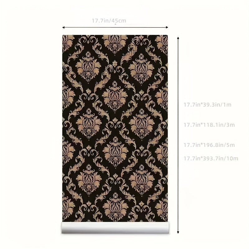 Luxurious Black and Golden European Floral Vinyl Wallpaper