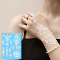White Henna Temporary Tattoos - Lace Mandala Designs - 4 Sheets