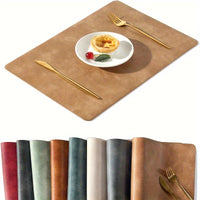 4pcs Set Faux Leather Placemats - Non-Slip, Heat-Resistant Table Mats with Cowhide Texture for Dining & Kitchen