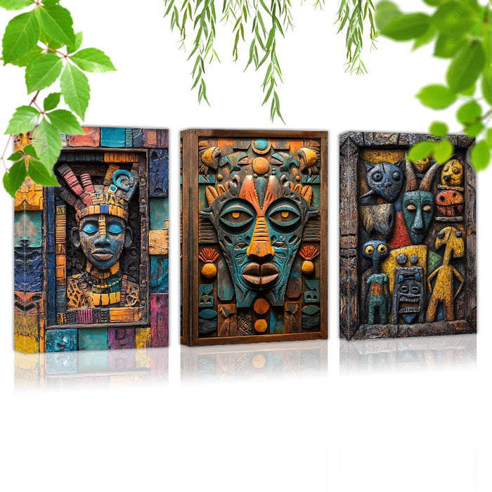 Elegant African Essence Framed Wall Art - 3pcs