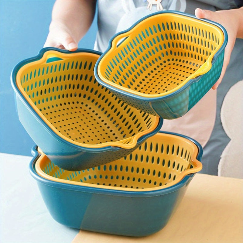 Colander Set, Double Layer Plastic Strainer Baskets - 6pcs