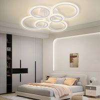 LED Ceiling Light Fixture, 6 Rings Flush Mount Ceiling Light Dimmable 78.74cm 75W Remote Control Dimmable 3000K-6500K, for Living Room, Kitchen, Bedroom, Office, IH-YH4