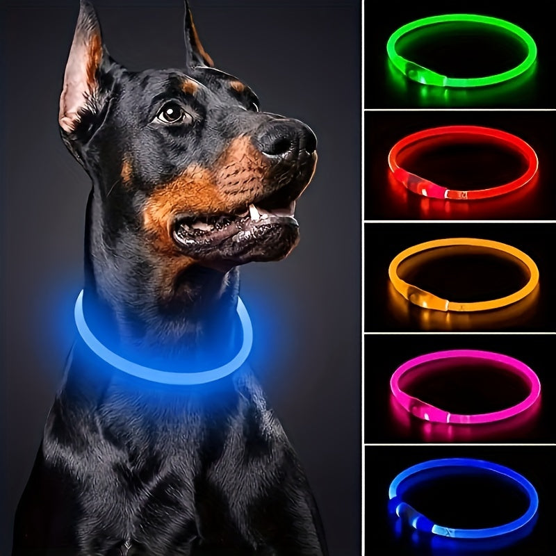 Dog LED Light Collar Whole Luminous At Night Anti-loss USB Rechargeable