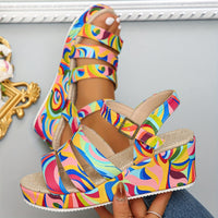 Women's Abstract Color Wedge Heeled Sandals