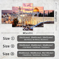 Wooden Framed Canvas, The Urban Landscape Of Jerusalem Theme Poster - 5pcs