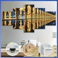 Wooden Framed Canvas, Magnificent Architecture Theme Poster - 5pcs