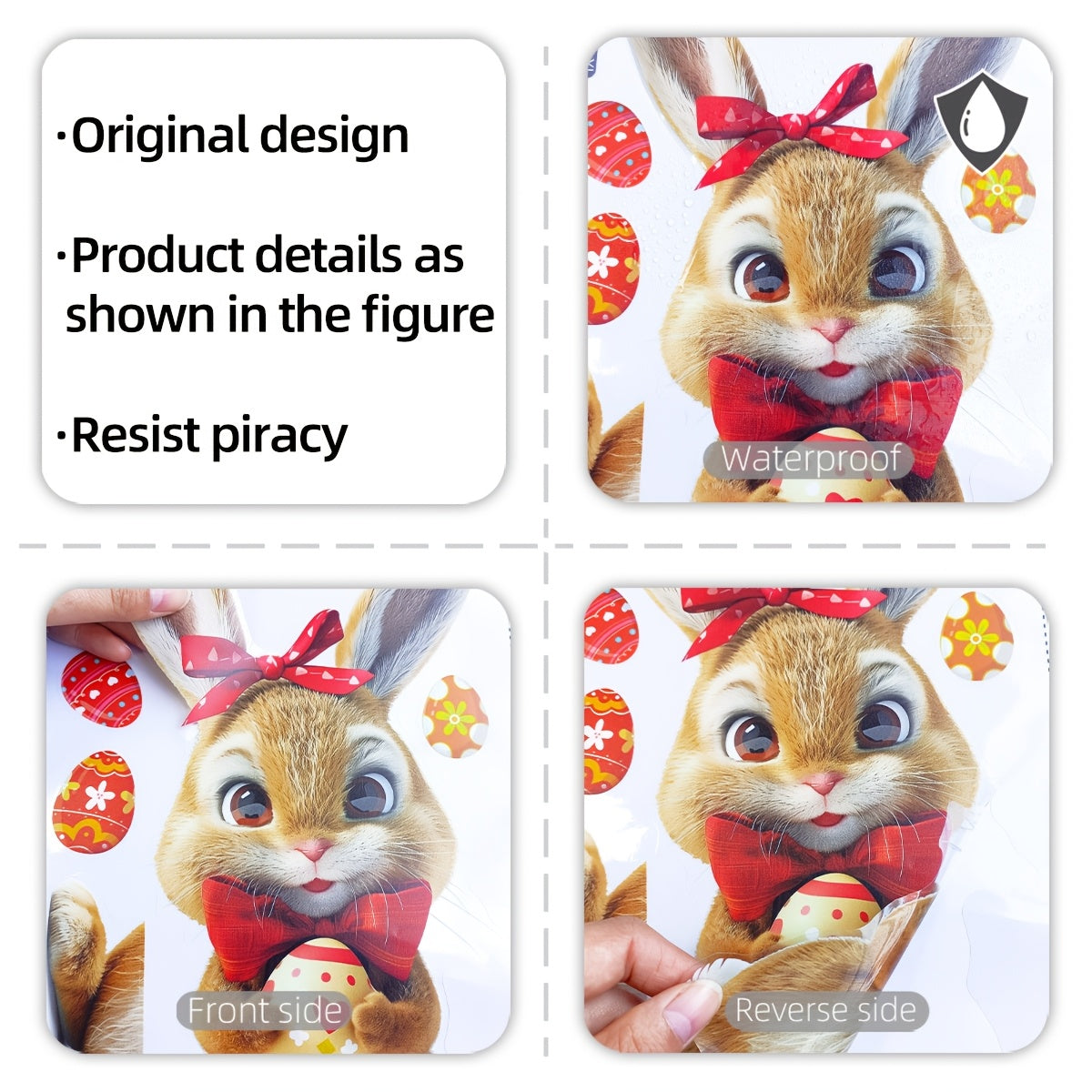 Easter Bunny & Egg Double-Sided Electrostatic Glass Window Cling