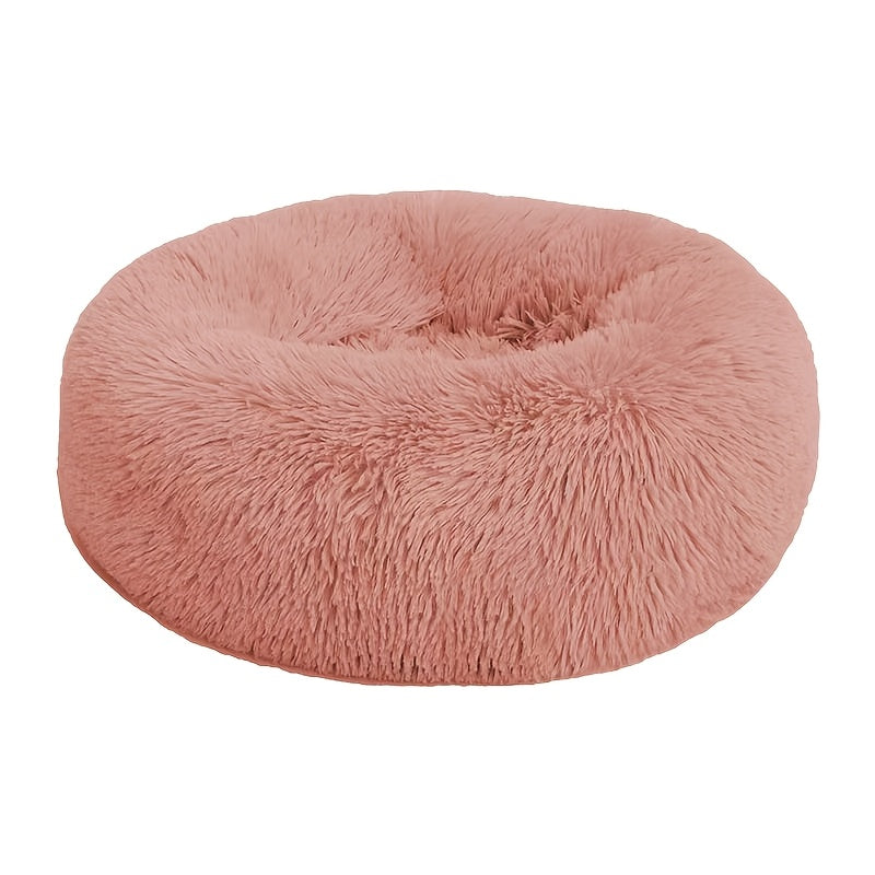 Cozy All-Season Cat Bed with Non-Slip Bottom, Round Polyester