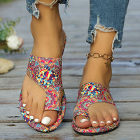 Bohemian Flower Pattern Slide Sandals